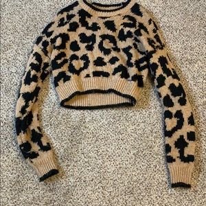 Hollister cropped cheetah sweater